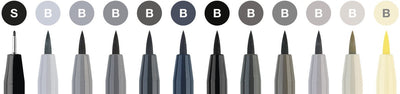 Stylo à dessin Faber-castell - stylo d'artiste Pitt - pinceau - 12 pièces - niveaux de gris - fc-267423