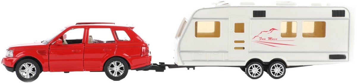 TOI-TOYS Metal Full-Back Car avec Caravane 1:48