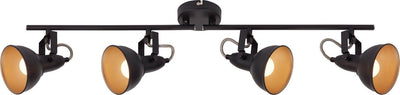Briloner soft - spot de plafond - spot rétro en saillie - noir-or - 2x luminaire E14 - inclinable - métal - 79 cm