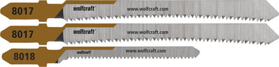 Wolfcraft - lames de scie sauteuse pour meubles - 3 pièces - pour coupes droites et courbes dans le bois plaqué, coupe fine, coupe miroir - 2391000
