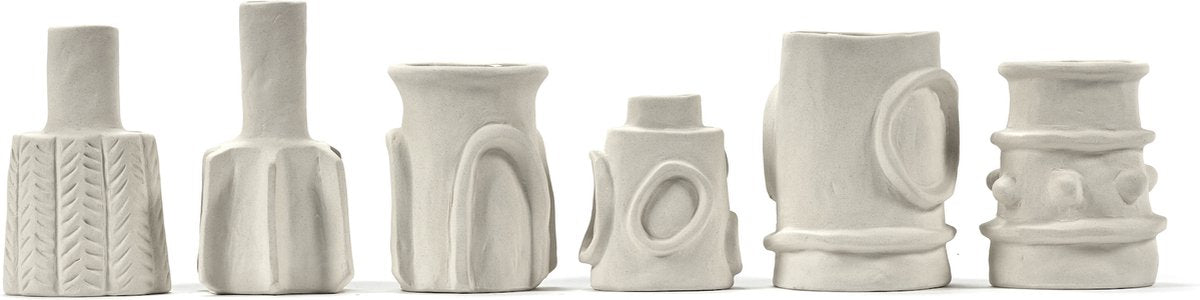 Serax set de 6 vases molly faïence beige ø 6,5x11cm marie michielssen
