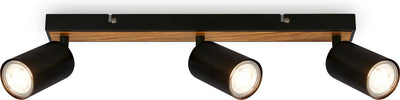 Briloner tib - projecteur de plafond - 2172034 - orientable - marche arrêt via interrupteur mural - 15,5 x 5,5 x 44 cm - bois noir