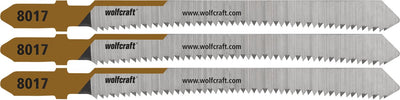 Wolfcraft - 3 lames de scie sauteuse pour contreplaqué MDF - 50 mm - Lame HCS avec tige en T - 8017000