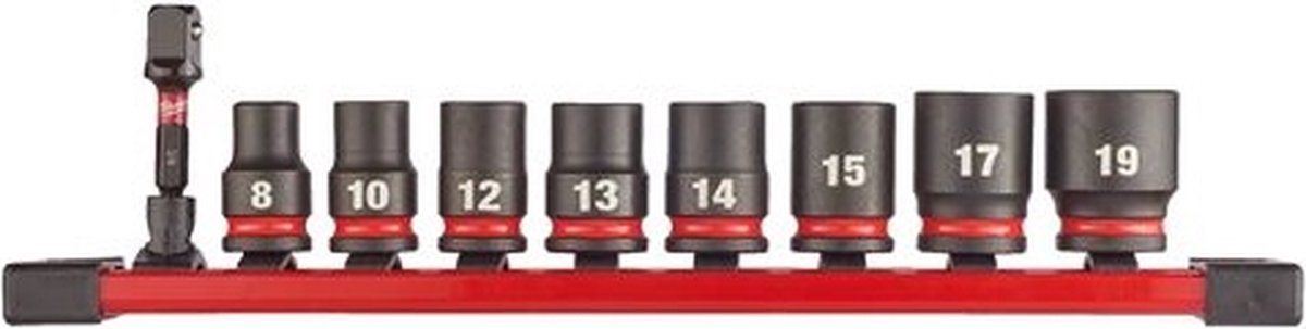 Accessoires Milwaukee 3 8 | clé à douille à chocs std | ensemble | 9 pièces - 4932480454