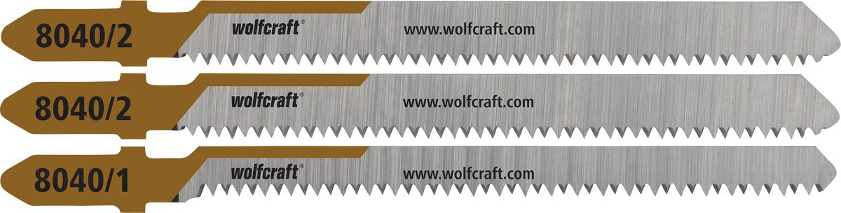 Wolfcraft - lames de scie sauteuse pour stratifiés - 3 pièces - lame de scie sauteuse pour coupes fines droites et courbes - 8040000