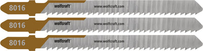 Wolfcraft - 3 lames de scie sauteuse pour bois dur - coupe nette 50 mm - tige en T - 8016000