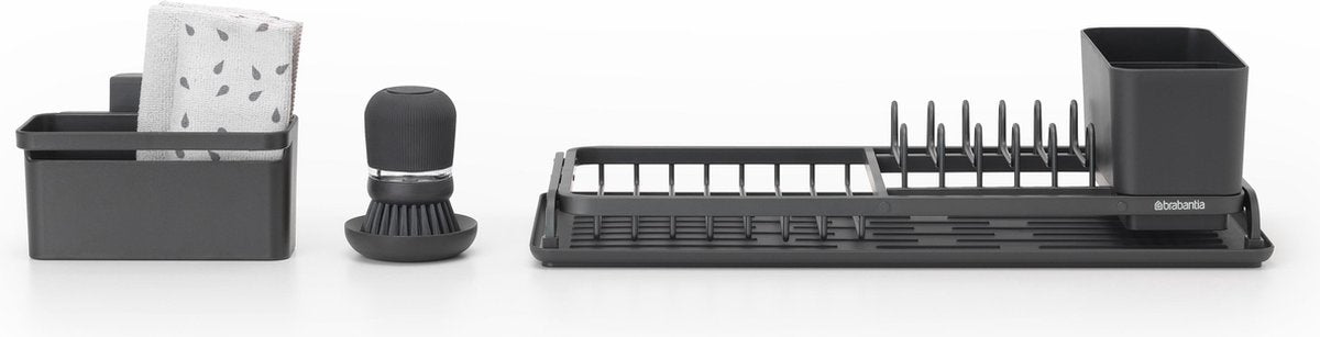 Brabantia set de vaisselle sous évier compact - 4 pièces - gris foncé