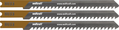 Wolfcraft - lames de scie sauteuse à lattes - 3 pièces - lame hcs avec arbre en U - lame de scie sauteuse idéale pour les lattes et le bois carré - 8033000