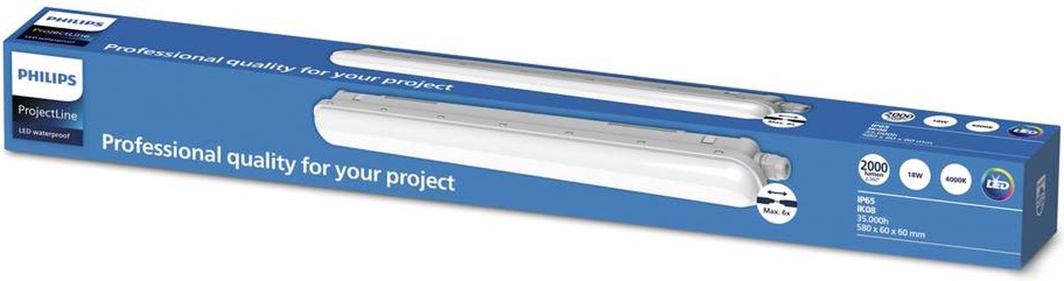 Philips LED Barre lumineuse étanche Philips Projectline 60 cm lumière blanc froid - avec câblage - 2000 lumens