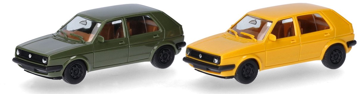 Herpa vw golf ii 4d., vert jaune (mini kit 2 pcs.)