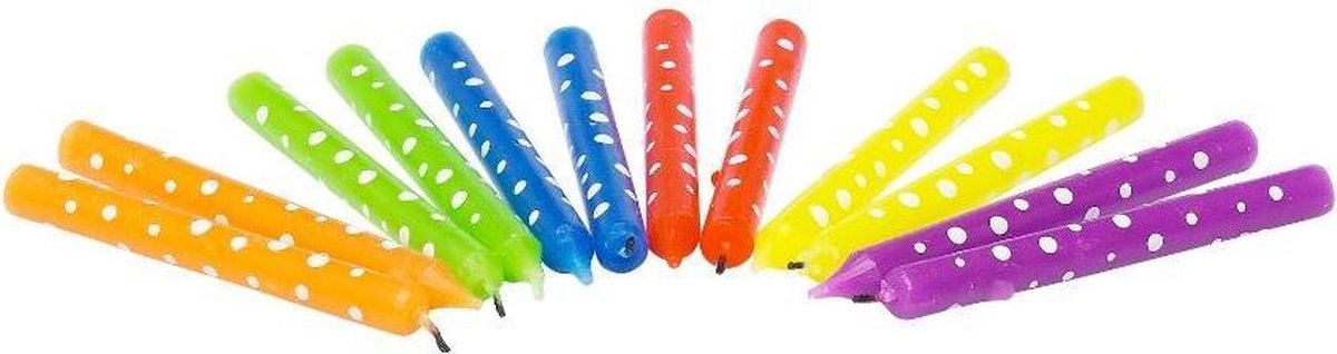 Party time party casa bougies d'anniversaire 12 pièces - 8 cm - bougies de fête à pois - bougies de fête pour gâteau - bougies à gâteau en plusieurs couleurs