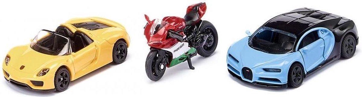 Siku coffret cadeau voitures de sport et moto 17 cm acier 3 pièces (6313)