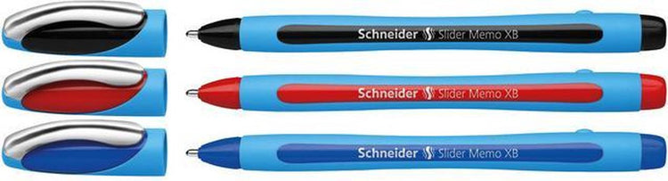 Schneider instruments d'écriture stylo à bille schneider - slider memo - plume xb 1,4 mm - 3 pièces - s-150293