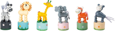 Petit pied d'impression en bois Figure des animaux sauvages, ensemble de 6