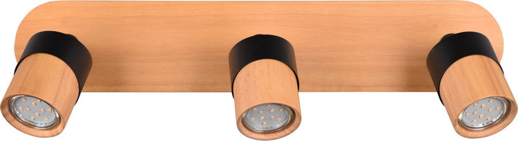 Trio aruni - spot - couleur bois avec noir - excl. 3x gu10 4,5w