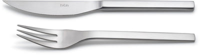Couverts à steak Höfats Ensemble de couverts 8 pièces pour 4 personnes avec couteau à steak, fourchette à steak et coffret en bois, en acier inoxydable