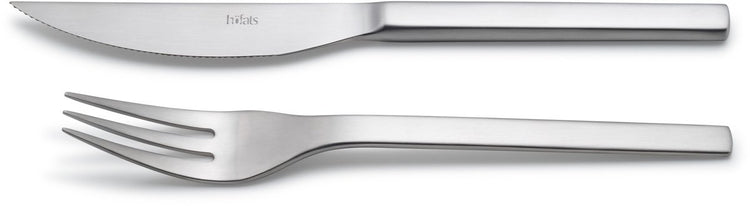 Couverts à steak Höfats Ensemble de couverts 8 pièces pour 4 personnes avec couteau à steak, fourchette à steak et coffret en bois, en acier inoxydable