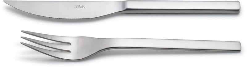 Couverts à steak Höfats Ensemble de couverts 8 pièces pour 4 personnes avec couteau à steak, fourchette à steak et coffret en bois, en acier inoxydable