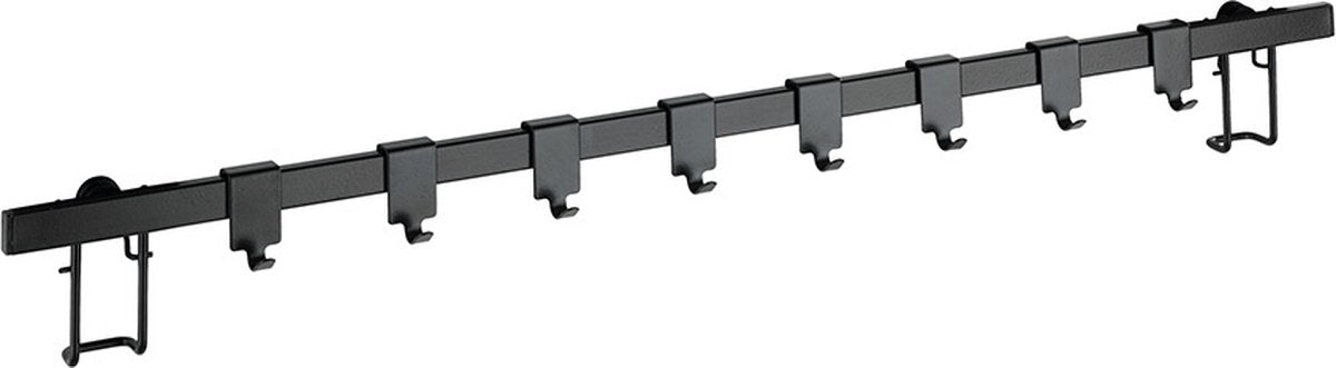 Wenko rail de cuisine gala 60cm en acier noir mat avec 8 crochets de suspension - support mural pour ustensiles et ustensiles de cuisine