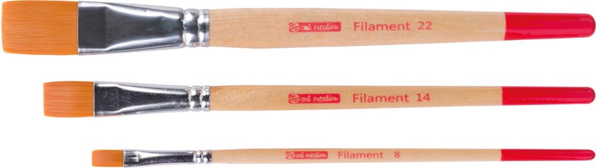Talens art création pinceaux aquarelle polyester plat, lot de 3 pinceaux