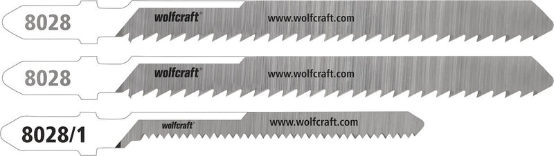 Wolfcraft - lames de scie sauteuse pour tôles ondulées en polycarbonate - 3 pièces - coupe fine droite et courbe - hcs et bim avec tige en T - spécial pour tôles en polycarbonate - 8028000