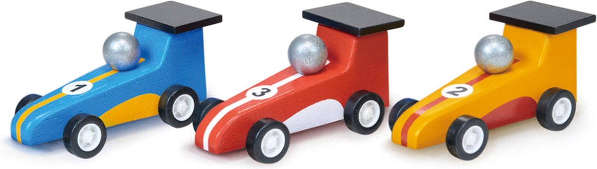 Véhicules Mentari - voitures de course à tirer - 9x4,2x4,1 cm - 3 pièces - 3 ans
