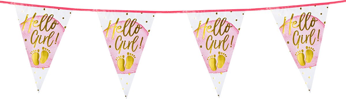 Boland - ligne de drapeau en aluminium « hello girl ! » - pas de thème - baby shower