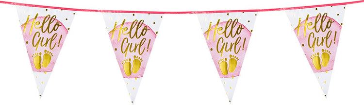 Boland - ligne de drapeau en aluminium « hello girl ! » - pas de thème - baby shower