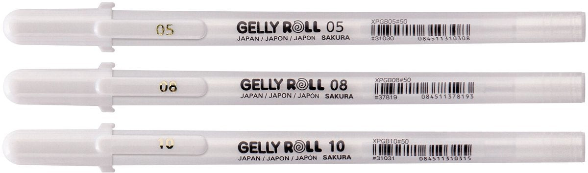 Sakura Gel Writer Gelly Roll Classic Lot de 3 largeurs Blanc | 6 pièces