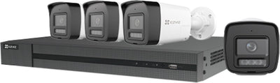 Kit Ezviz H3K POE 4K - 4x caméra de sécurité extérieure - Détection IA, défense active vision nocturne - IP67 - POE SD