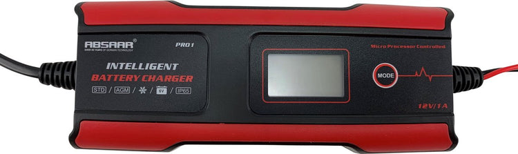 Chargeur de batterie Absaar pro 1.0 6 12v 1a - contrôlé par processeur - pour motos, voitures, camping-cars