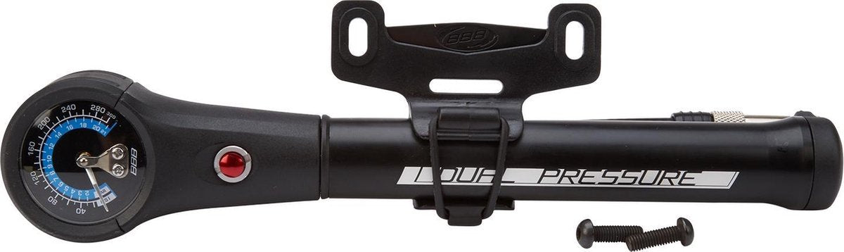 Bbb cycling mini pompe à vélo double pression avec manomètre - pompe VTT - pompe à fourche avant et amortisseur - 21 bar - noir - bmp-39