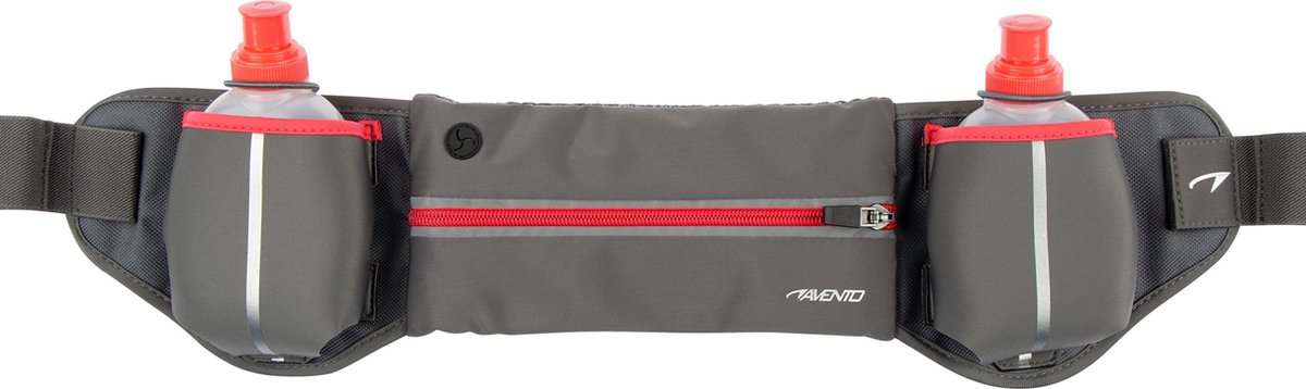 Ceinture de course Avento avec 2 gourdes - addy - gris fluoro rose