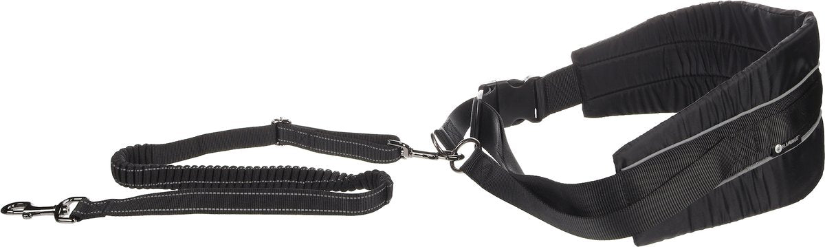 Flamingo Flamingo Dog Harness avec ceinture élastique canicross noir