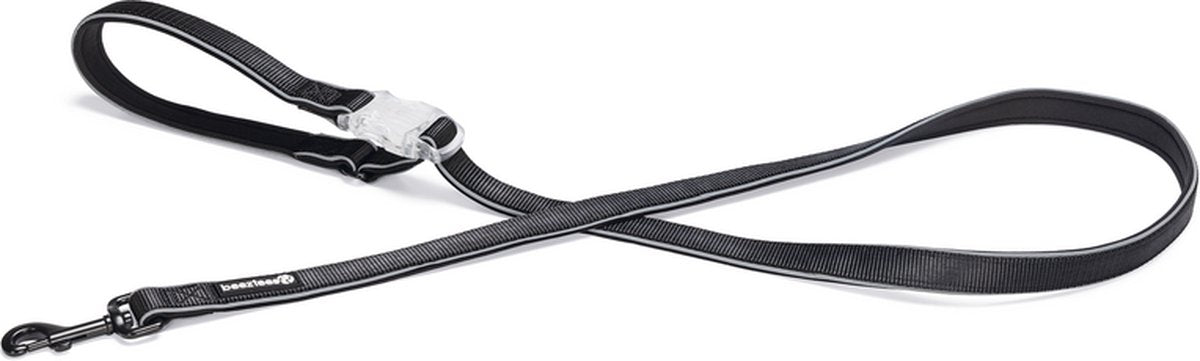 Beeztees équipement de sécurité parinca premium - laisse pour chien - LED - nylon - noir - 150x2,5 cm