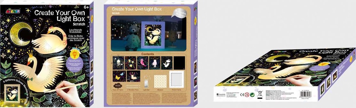 Avenir scratch art - boîte lumineuse - avec bande lumineuse LED - 6 ans