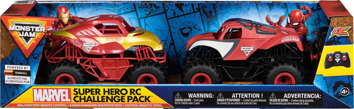 Monster Jam RC Marvel - Iron Man et Amazing Spider-Man - 2 camions Monster Jam télécommandés - échelle 1:24
