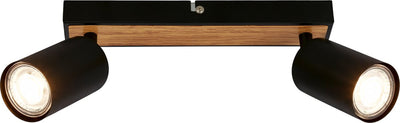 Briloner tib - spot de plafond - 2172024 - orientable - marche/arrêt via interrupteur mural - 15,5 x 5,5 x 25,5 cm - bois noir