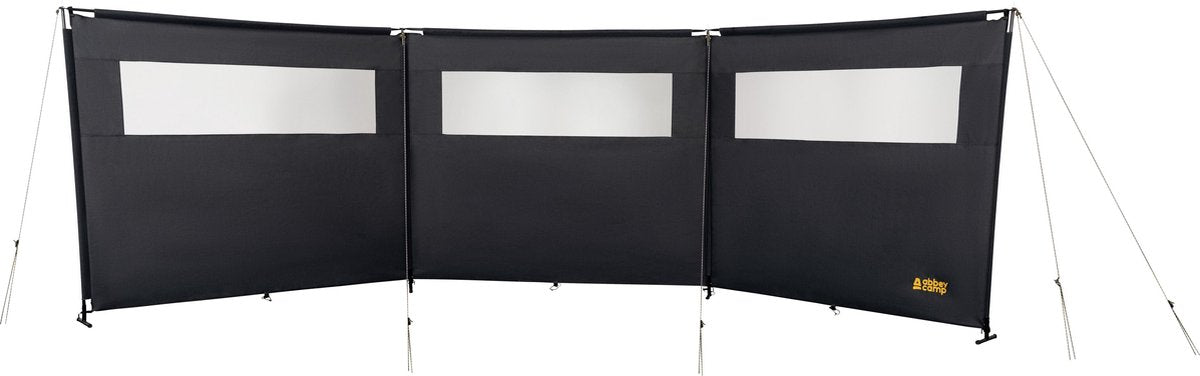 Coupe-vent Abbey Camp avec tube supérieur - gris - env. 500 x 145 cm - avec fenêtre