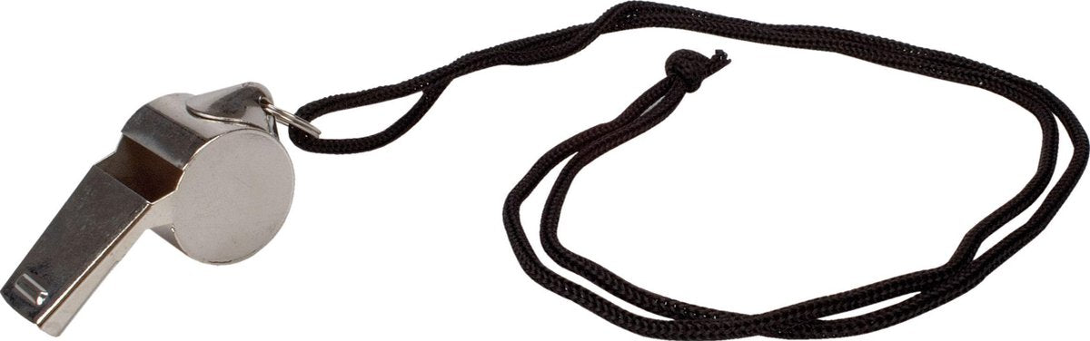 Sifflet d'arbitre Avento - avec cordon - grand - argent - acier