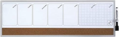 Planificateur hebdomadaire tableau blanc Nobo - planificateur hebdomadaire magnétique - 585 x 190 mm - marron naturel - idéal pour le bureau à domicile