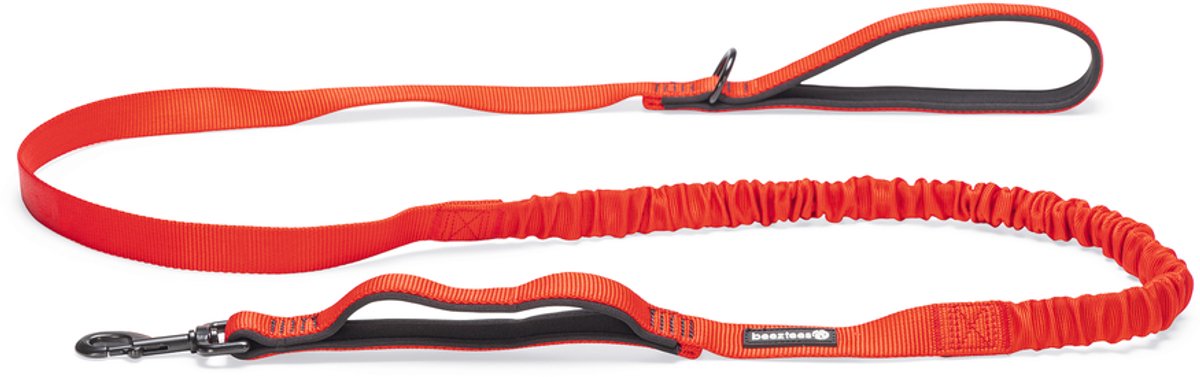Beeztees parinca premium laisse de marche élastique - laisse pour chien - nylon - rouge - 180 cm x 25 mm