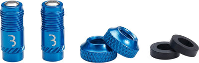 Bbb cycling corecap - kit de mise à niveau de valve universel - 300 % de débit d'air en plus - convient à toutes les pompes - format presta à schrader - 2 pièces - bleu - bti-165