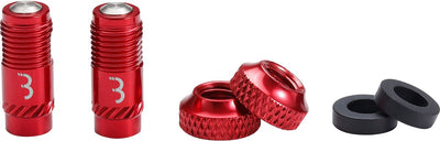 Bbb cycling corecap - kit de mise à niveau de valve universel - 300 % de débit d'air en plus - convient à toutes les pompes - format presta à schrader - 2 pièces - rouge - bti-165