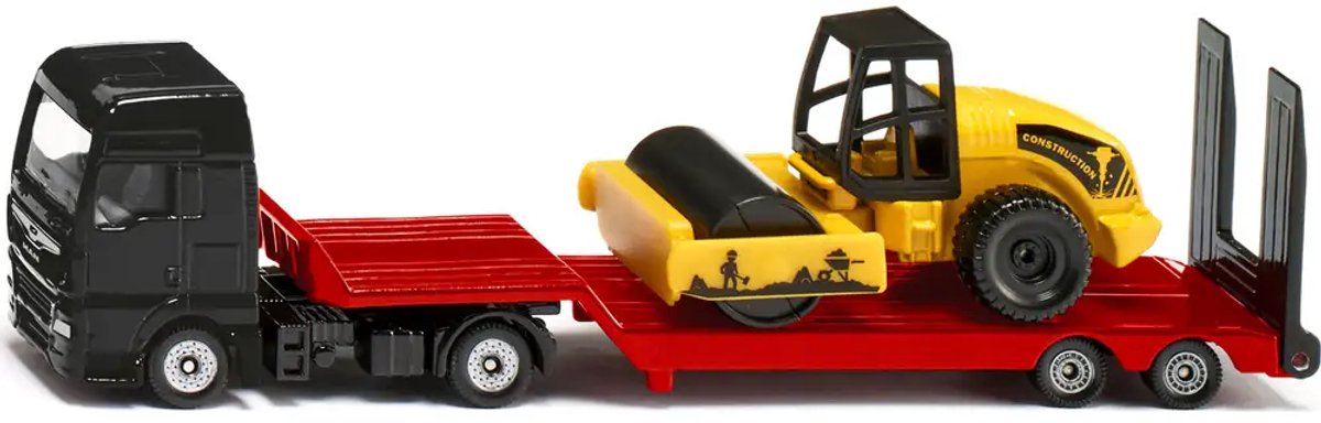 Siku 1760, camion homme avec chargeur surbaissé et rouleau, 1:87, métal plastique, multicolore, jeu de jouets, chargeur surbaissé amovible, rouleau mobile