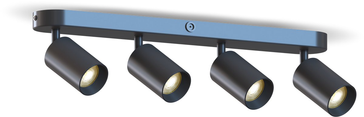 Plafonnier Calex - 4 lumières - spot en saillie - ovale - noir - or