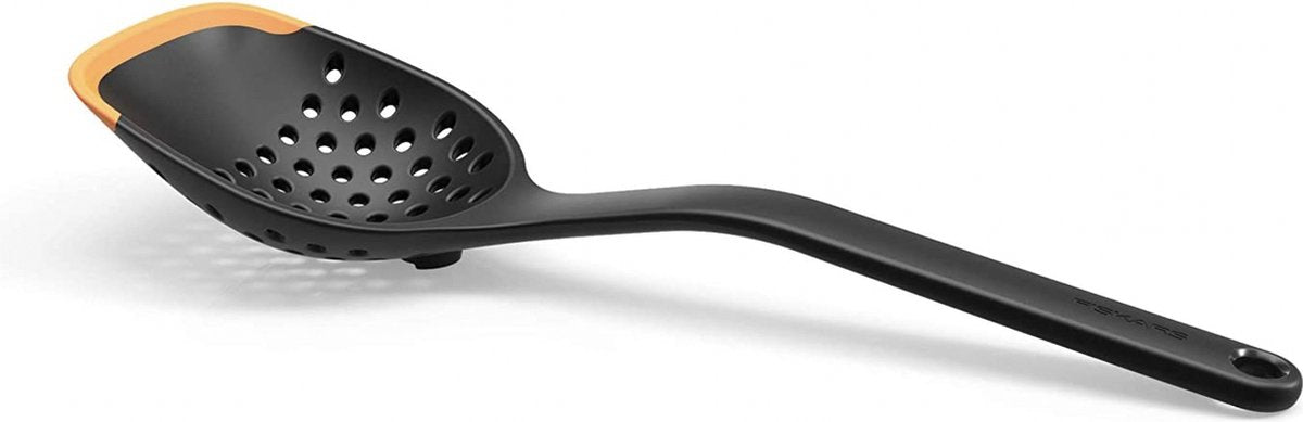 Écumoire en plastique silicone Fiskars, noir orange, forme fonctionnelle - 30 cm