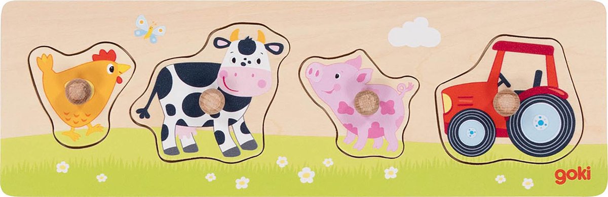 Goki Wooden Stud Puzzle à la ferme, 4e.