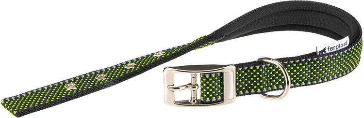 Collier pour chien Ferplast Daytona Deluxe Collar - doublure douce - vert - réfléchissant - l - largeur : 2,5 cm - tour de cou : 37 - 45 cm (veuillez mesurer avant de commander)