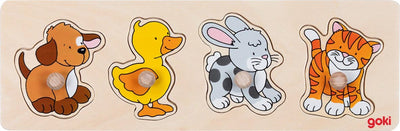 Goki Wooden Nick Puzzle Dog Duck Rabbit POES